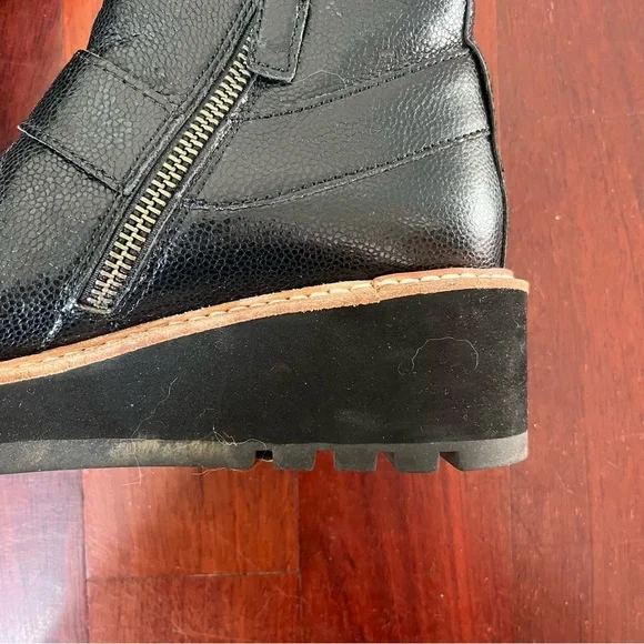 Eileen Fisher Cargo Ankle Bootie 6.5 Leather Lug Sole Minimalist Edgy Chunky - Picture 7 of 14